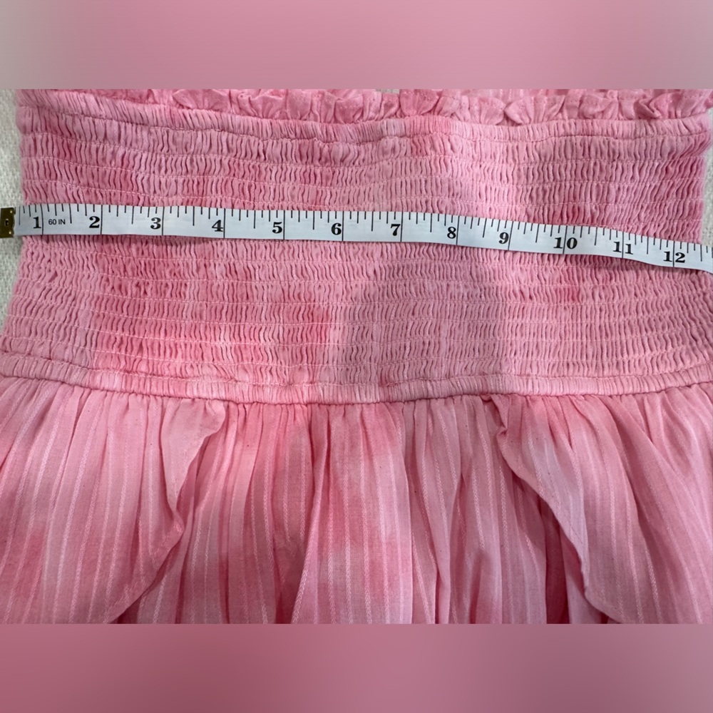 Loveshack fancy Deanna Cotton Pink han dye Striped Halter Dress - Picture 11 of 15